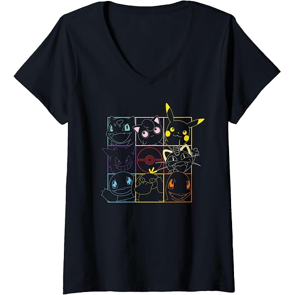 Amazon.com: Pokemon Adult Unisex Black Grid T-Shirt : Clothing